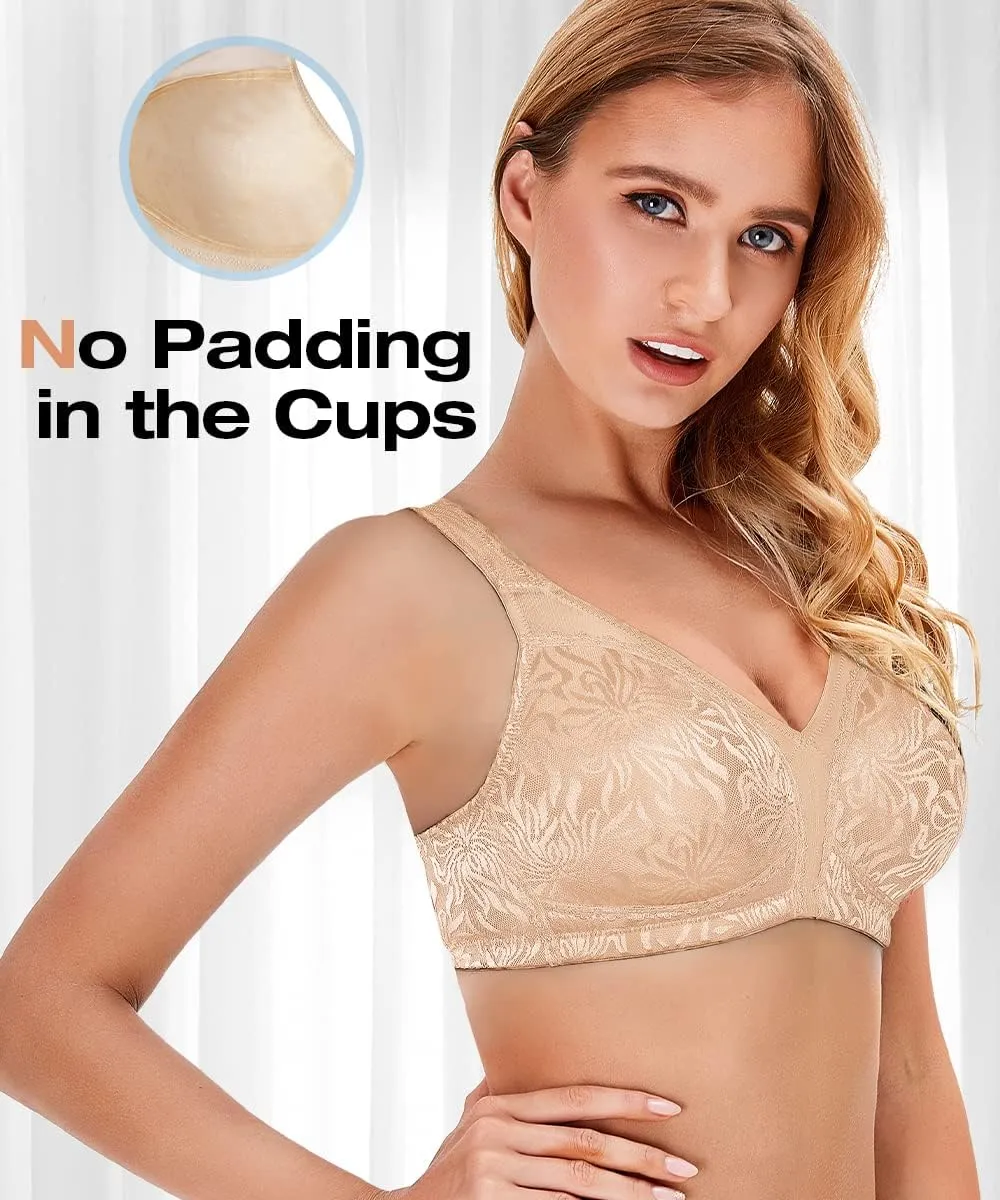 Wingslove Women's Wireless Minimizer Bra Plus Size Non-Padded Soft Full Figure Bra