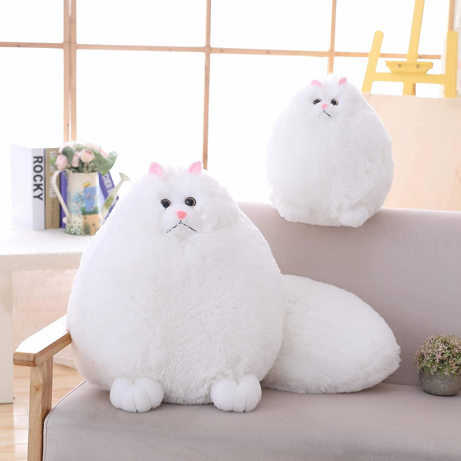 Winsterch Giant Cat Stuffed Animal,Big Stuffed Animal 20 Inches Plush Cat Animal Baby Doll Birthday Gifts for Kids,Boys,Girls,Large Fluffy White Stuffed Cat Plush Toy