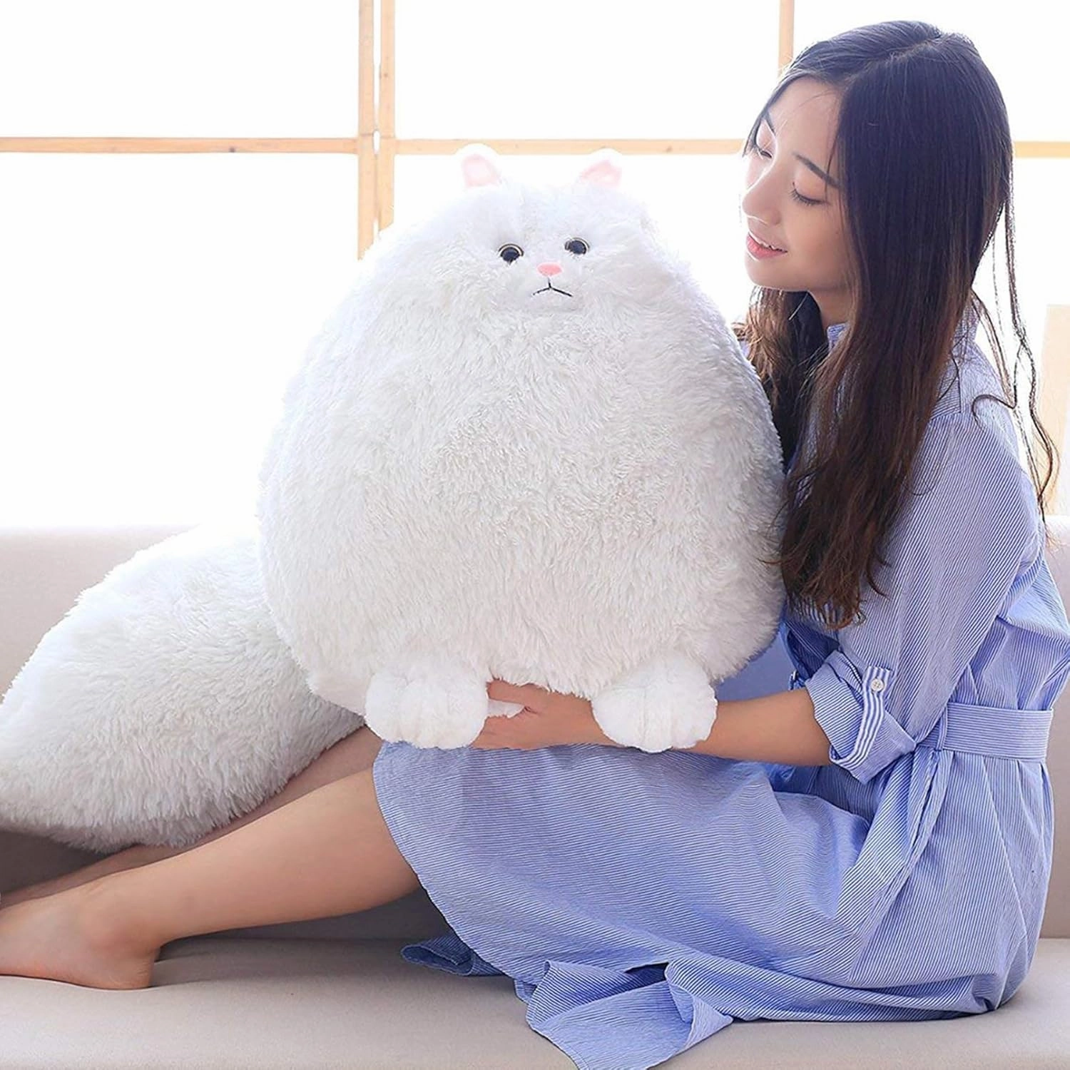 Winsterch Giant Cat Stuffed Animal,Big Stuffed Animal 20 Inches Plush Cat Animal Baby Doll Birthday Gifts for Kids,Boys,Girls,Large Fluffy White Stuffed Cat Plush Toy
