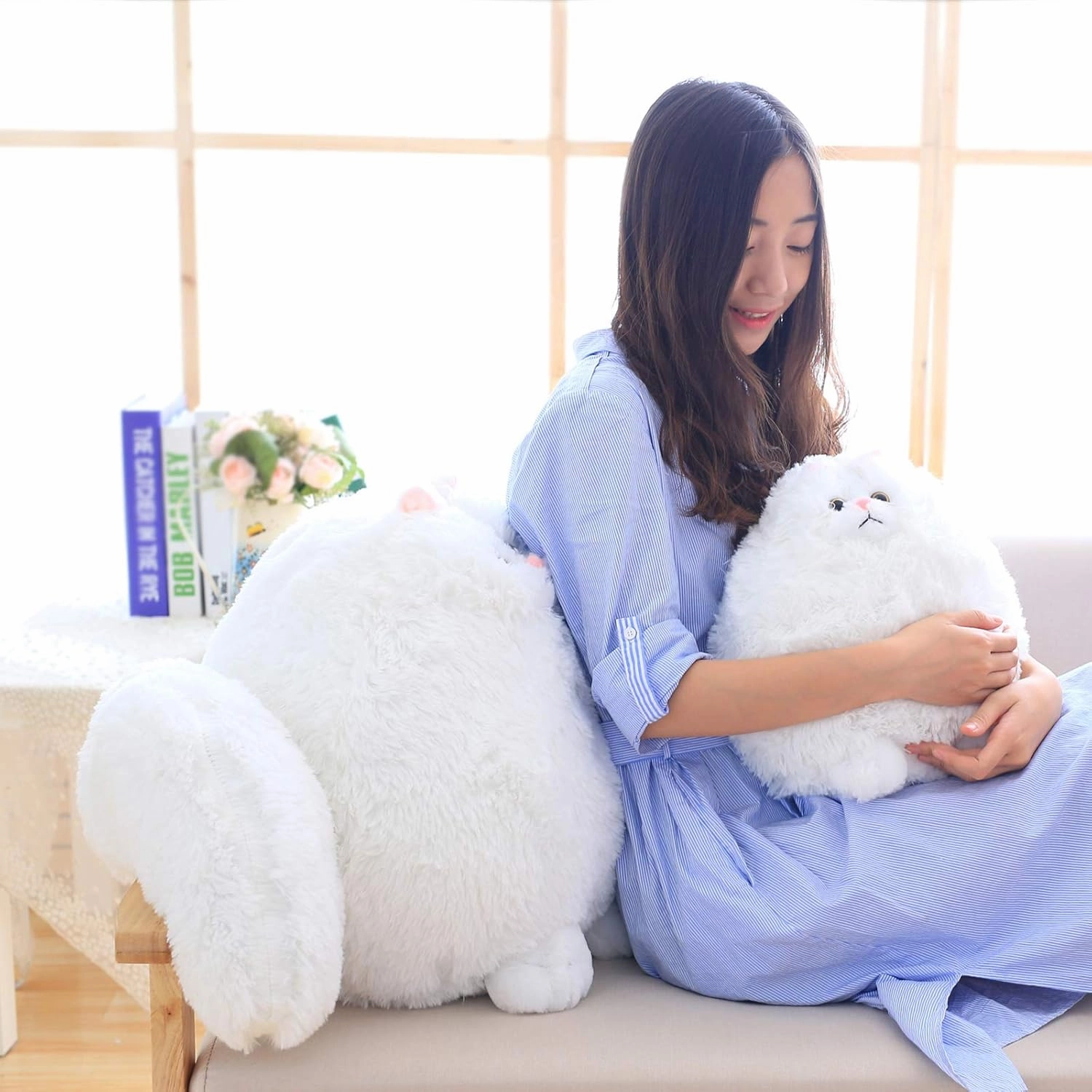 Winsterch Giant Cat Stuffed Animal,Big Stuffed Animal 20 Inches Plush Cat Animal Baby Doll Birthday Gifts for Kids,Boys,Girls,Large Fluffy White Stuffed Cat Plush Toy
