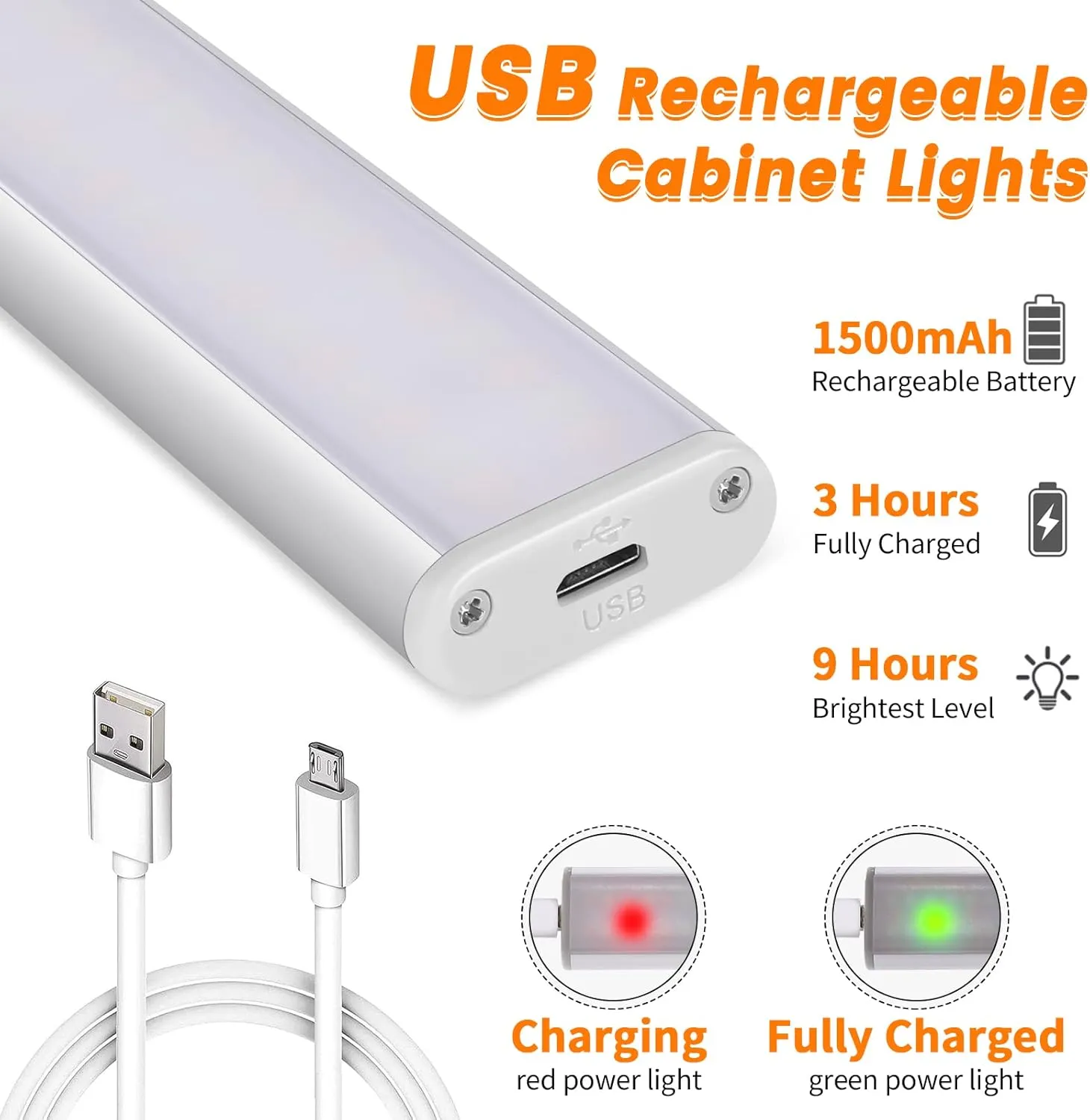 Wireless Motion Sensor Light Indoor, 80 LED Dimmable Closet Lights Rechargeable Under Cabinet Lighting, Magnetic Stick-on Under Counter Lights for Kitchen, Wardrobe, 3-Pack