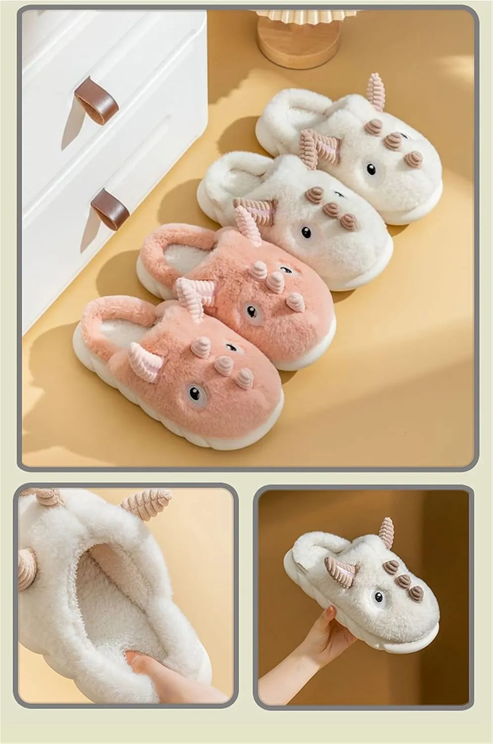 Women slippers Sheep slippers Dinosaur slippers Winter plush slippers Interesting animal slippers Household thermal slippers