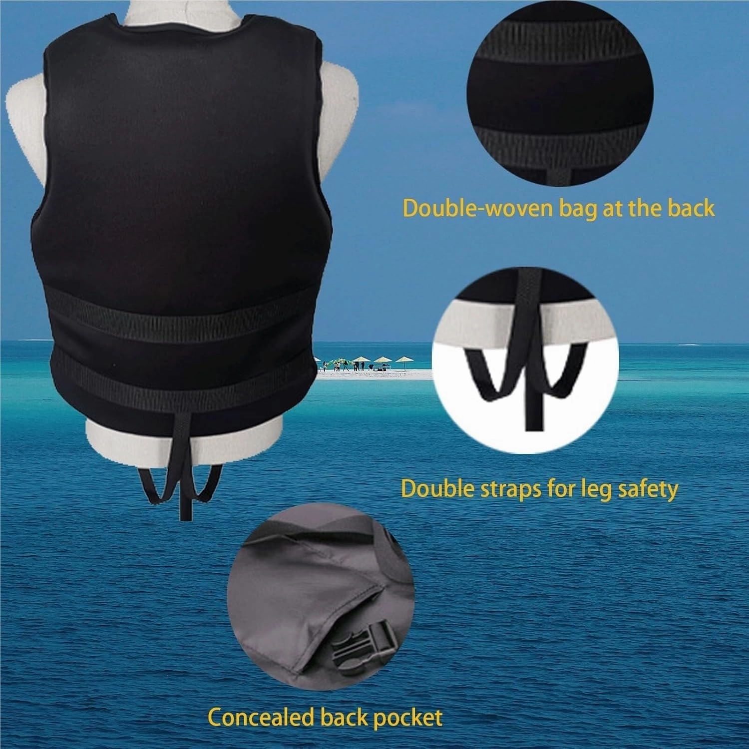 Women's Adjustable Life Jacket - Zip Front & Safety Belt for Paddle Board, Kayaking, Swimming | Neoprene Vest with Crotch Straps (6 Sizes)