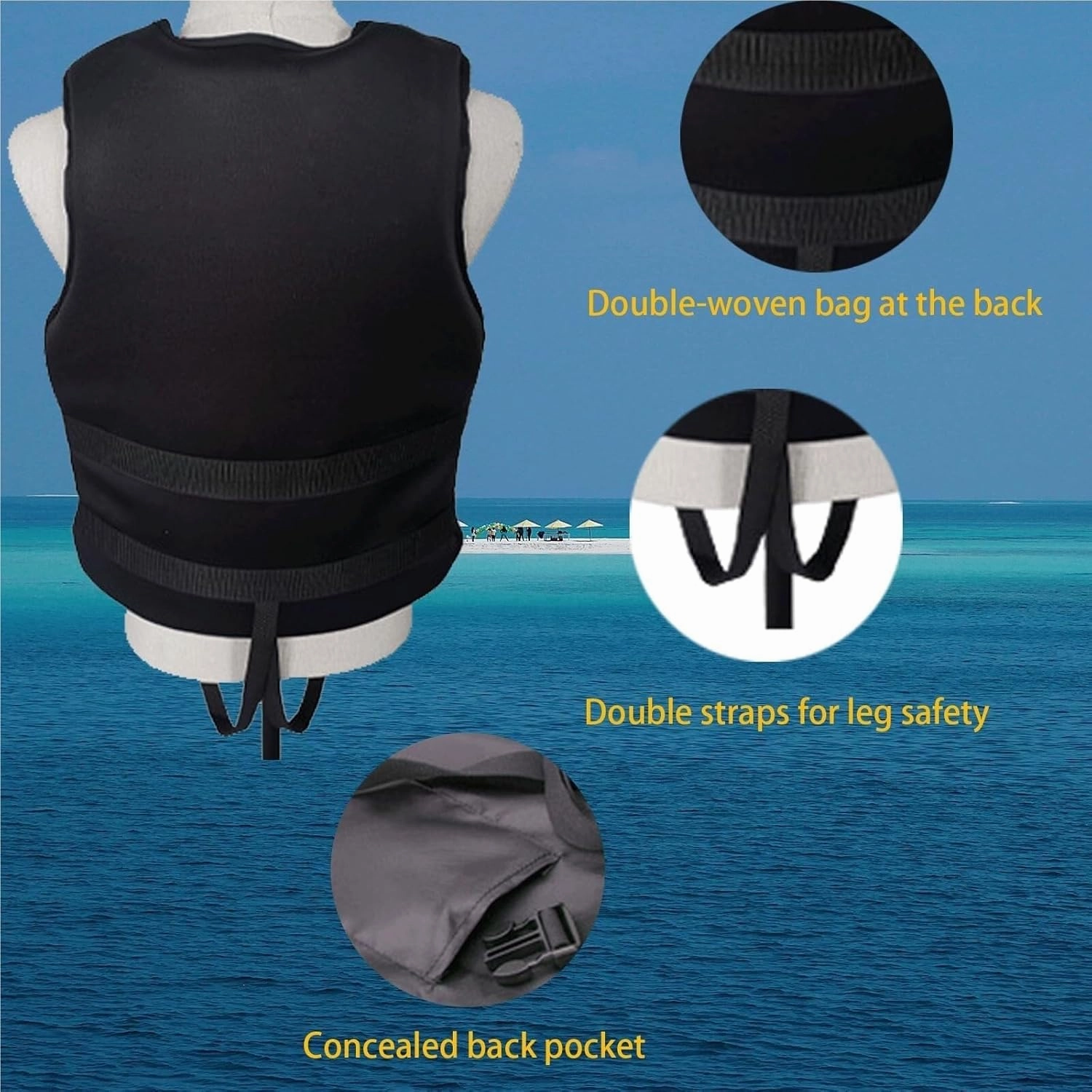 Women's Adjustable Life Jacket - Zip Front & Safety Belt for Paddle Board, Kayaking, Swimming | Neoprene Vest with Crotch Straps (6 Sizes)