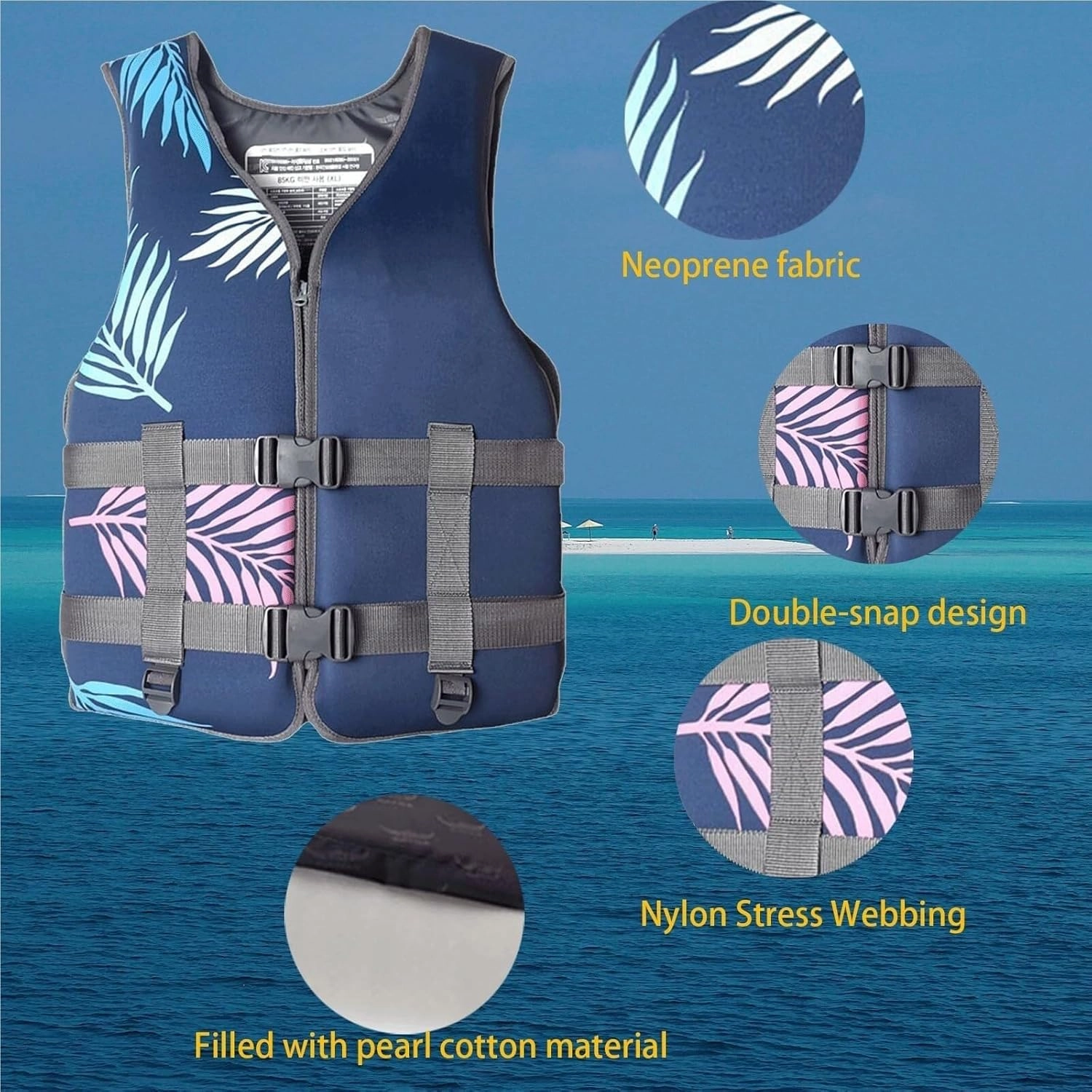 Women's Adjustable Life Jacket - Zip Front & Safety Belt for Paddle Board, Kayaking, Swimming | Neoprene Vest with Crotch Straps (6 Sizes)