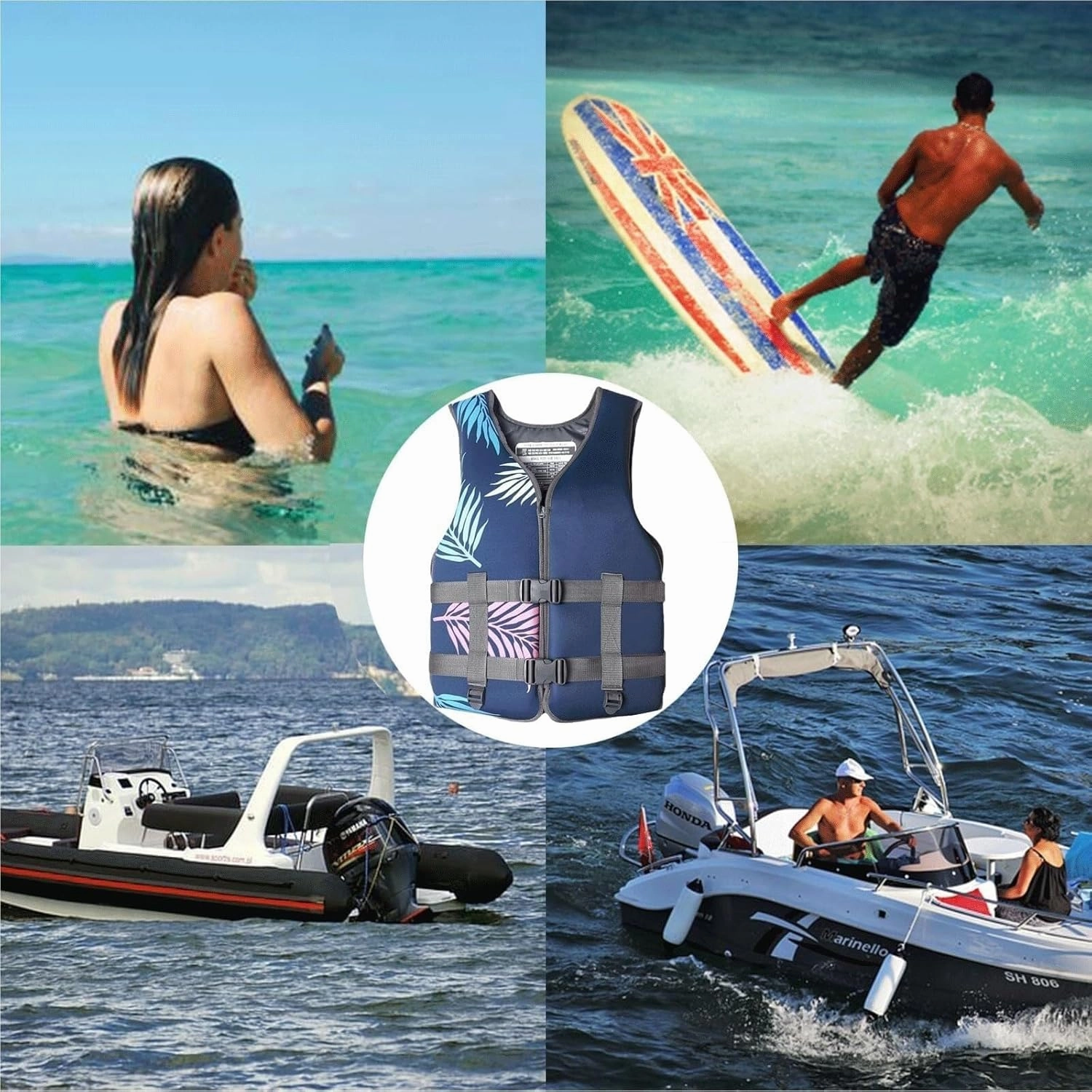 Women's Adjustable Life Jacket - Zip Front & Safety Belt for Paddle Board, Kayaking, Swimming | Neoprene Vest with Crotch Straps (6 Sizes)