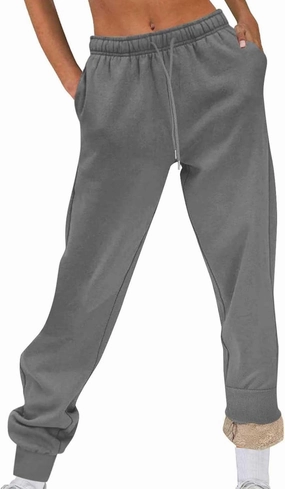 Women's Fleece Lined Sweatpants Joggers Pants Lounge Cotton Comfort Trousers Drawstring Sweatpants Plain Tracksuit