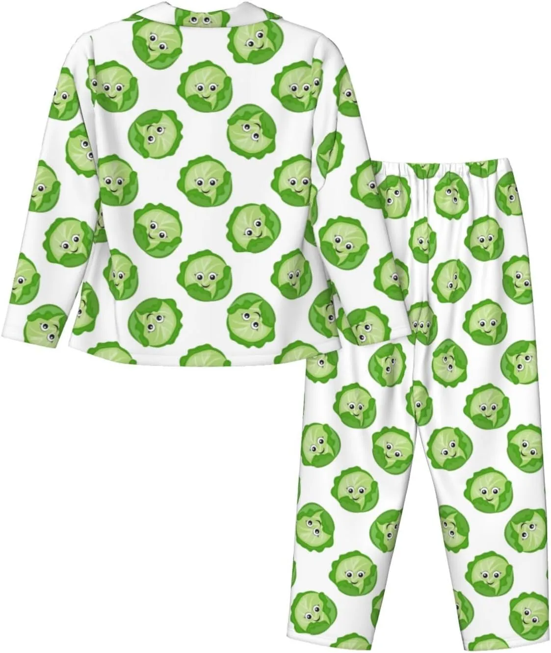 Womens Pajama Sets with Pockets - bright cabbage cute eyes funny Comfy Long 2 Piece Sleepwear Pjs Lounge Sets for Women