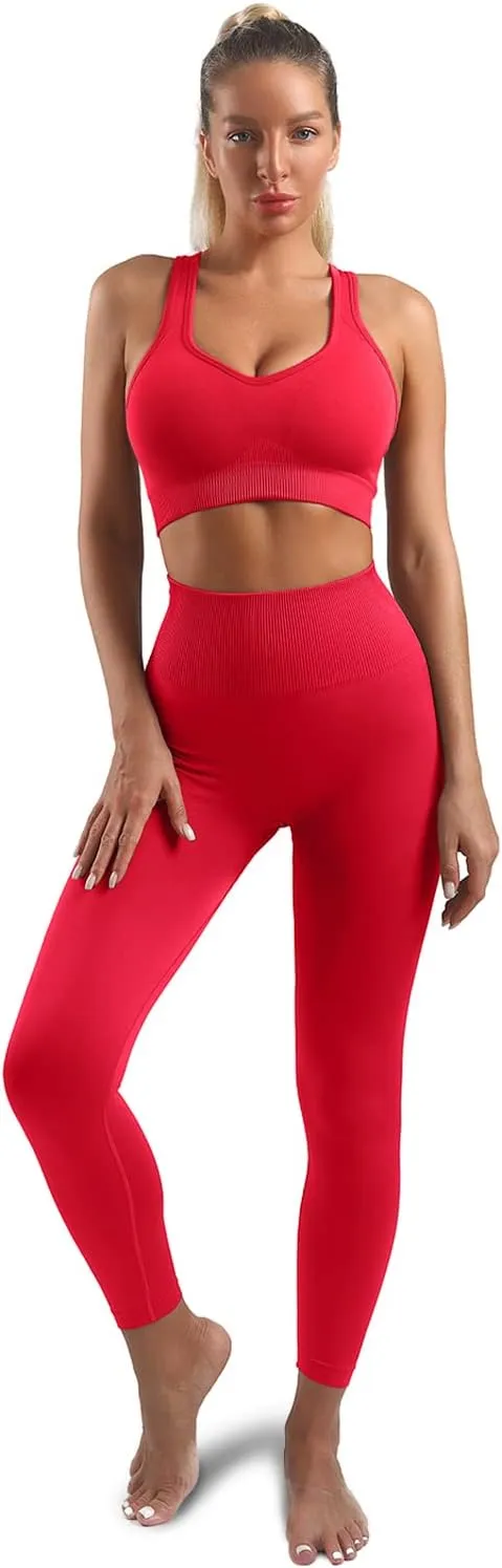 Women’s Yoga Outfits 2 piece Set Workout Tracksuits Sports Bra High Waist Legging Active Wear Athletic Clothing Set
