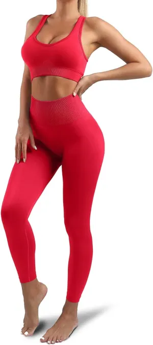 Women’s Yoga Outfits 2 piece Set Workout Tracksuits Sports Bra High Waist Legging Active Wear Athletic Clothing Set