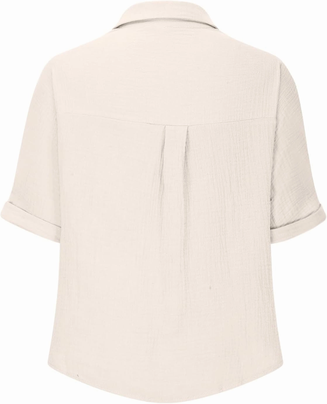 Womens Cotton Button Down Shirt Rolled Cuffed Short Sleeve Blouse Ladies Summer Casual V Neck Beach Cotton Tops