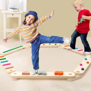 Wooden Balance Beam for Kids 3-5 Toddler Montessori Balance Beam Indoor Outdoor Kids Balance Stepping Stones Coordination and Stability Exercise