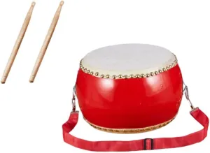 Wooden Drum for Percussion Instrument with Sticks and Strap Music for Performance and Creative Play