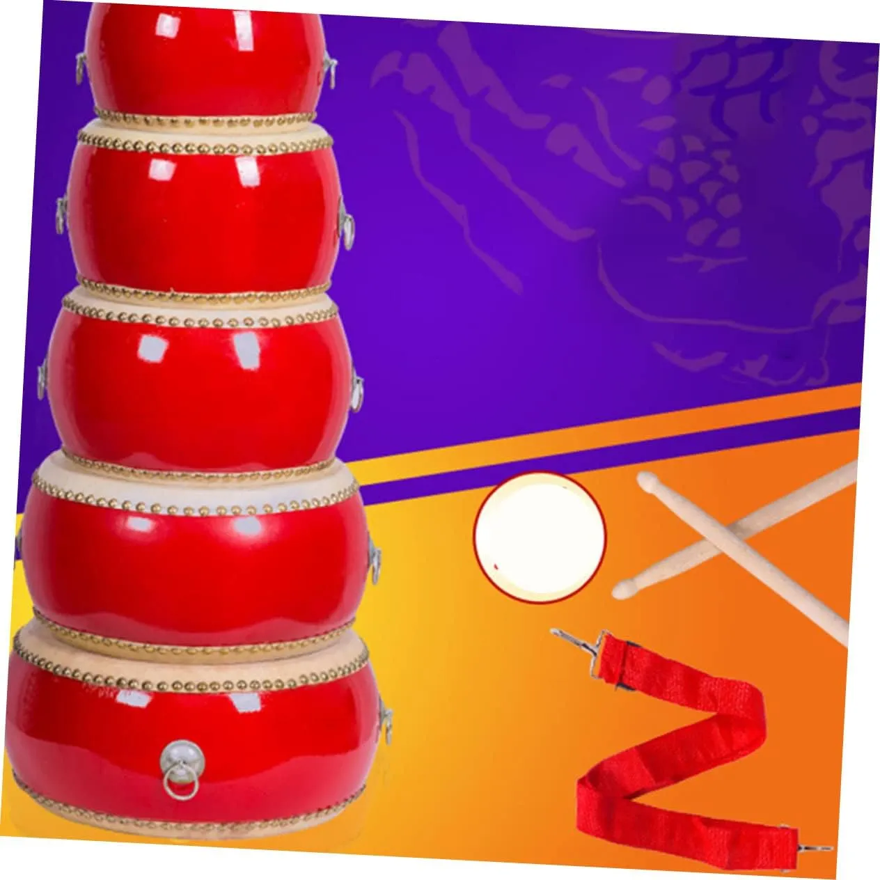 Wooden Drum Percussion Instrument with Sticks and Straps for Performance and Play Birthday Day present