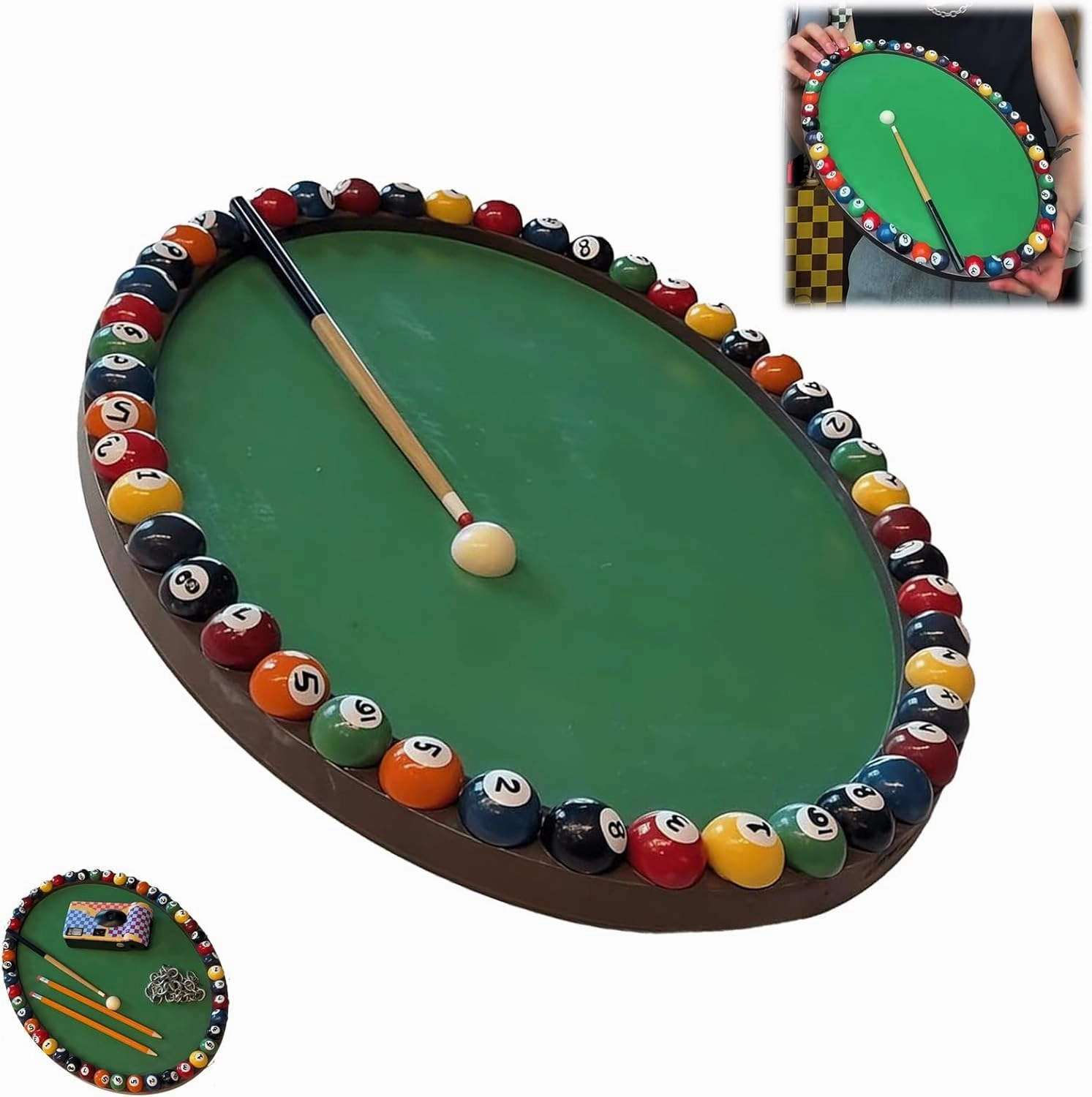 Wooden Billiard Table Tray, Billiard Theme Design Decorative Serving Trays Platter, Funny 3D Wooden Pool Table Storage Tray, Ideal Gift for Billiard Enthusiasts, Entertainers