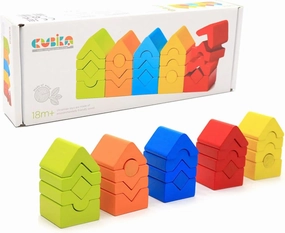 Wooden Construction Tower Set – 25-Piece Construction Play Set with Emotion Characters for Toddlers 2 – Montessori Toy for Creativity, Cognitive Development, and Emotion Recognition