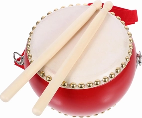 Wooden Drum for Percussion Instrument with Straps Sticks Music to Enhance Hand Eye Coordination Foster Musical Sense Day Birthdays