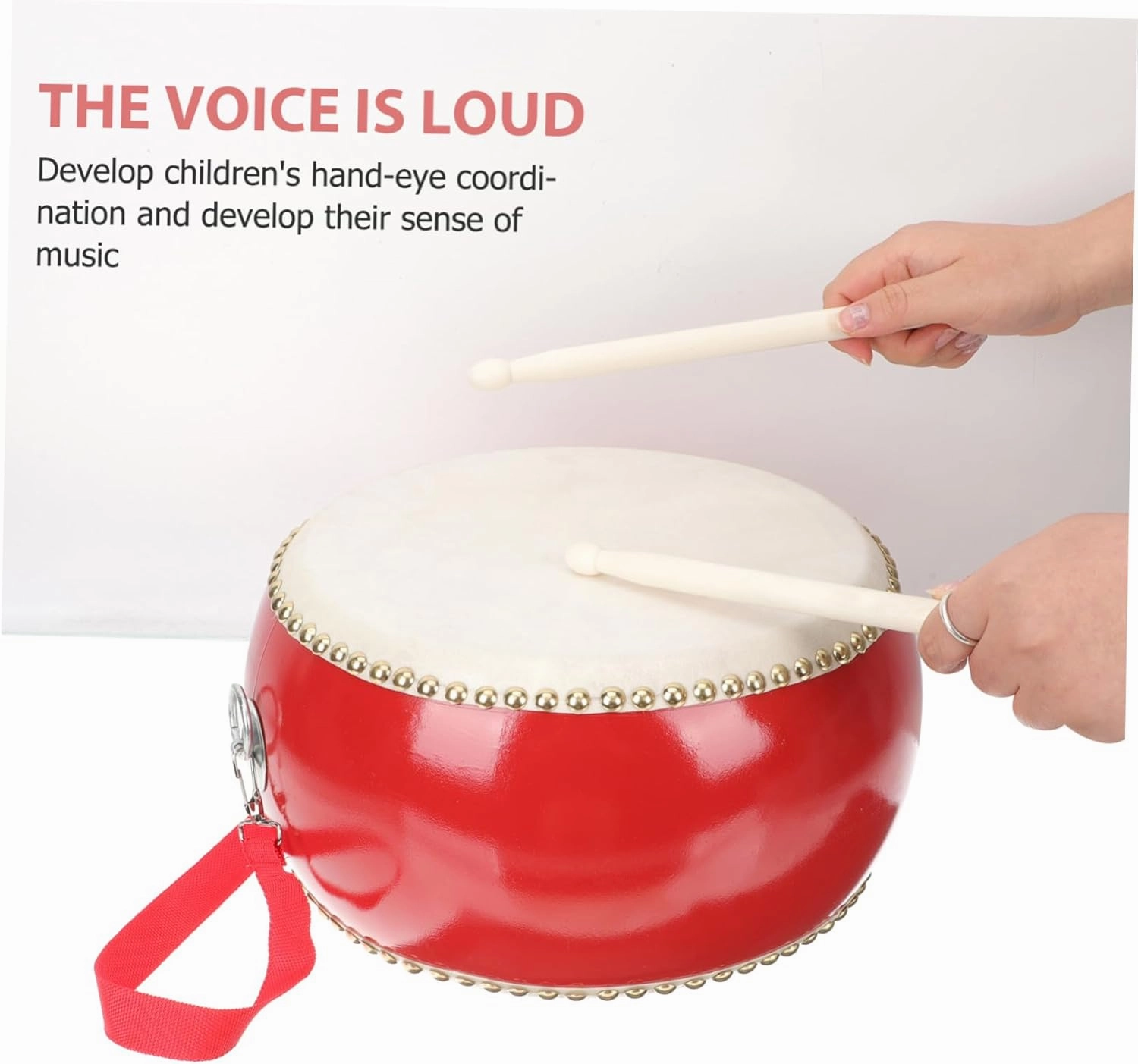 Wooden Drum for Percussion Instrument with Straps Sticks Music to Enhance Hand Eye Coordination Foster Musical Sense Day Birthdays
