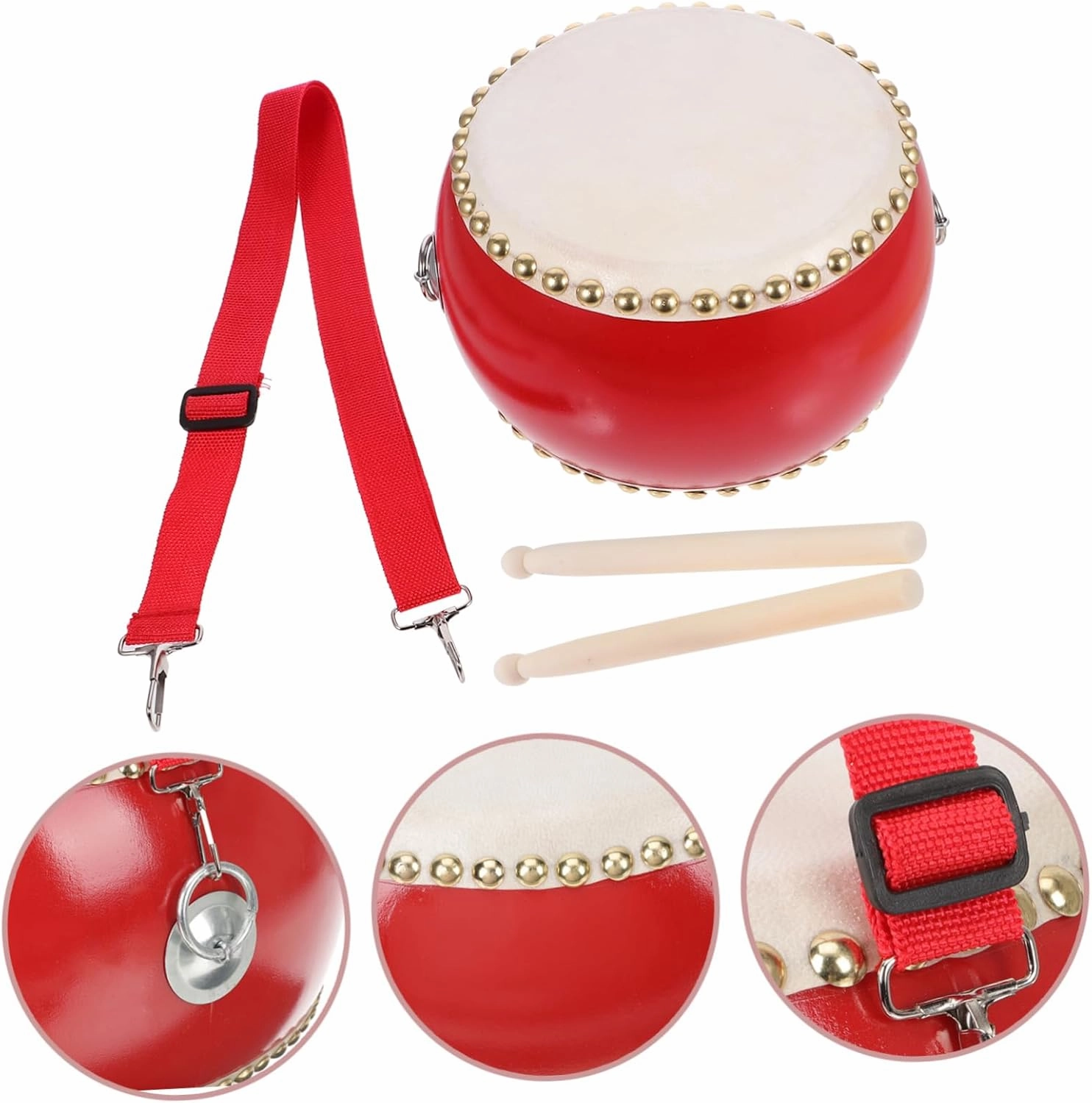 Wooden Drum for Percussion Instrument with Straps Sticks Music to Enhance Hand Eye Coordination Foster Musical Sense Day Birthdays