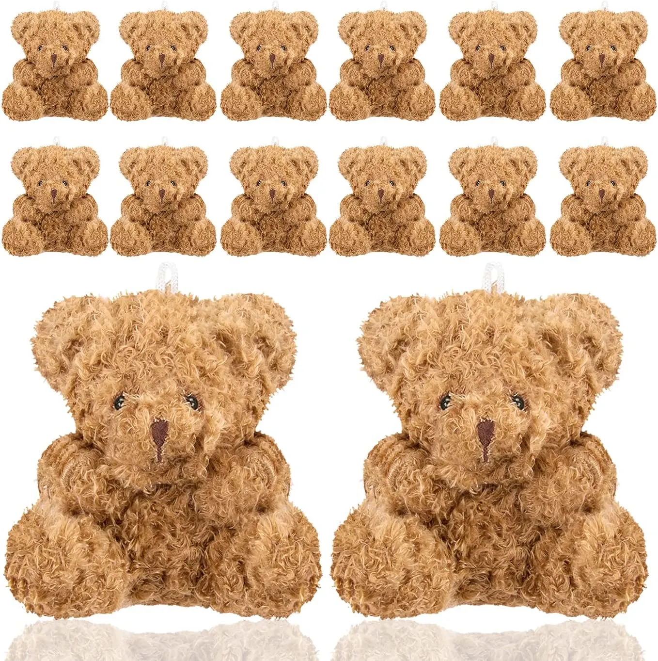 WXJ13 12 Plush Mini Teddy Bears - 4 Inch Soft Stuffed Animals for Graduation, Birthday, Wedding, Baby Shower Decorations, Party Favors, DIY Keychain Bag Decor (12 Brown)