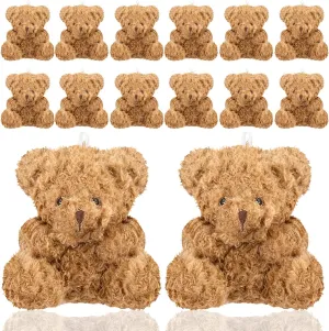 WXJ13 12 Plush Mini Teddy Bears - 4 Inch Soft Stuffed Animals for Graduation, Birthday, Wedding, Baby Shower Decorations, Party Favors, DIY Keychain Bag Decor (12 Brown)