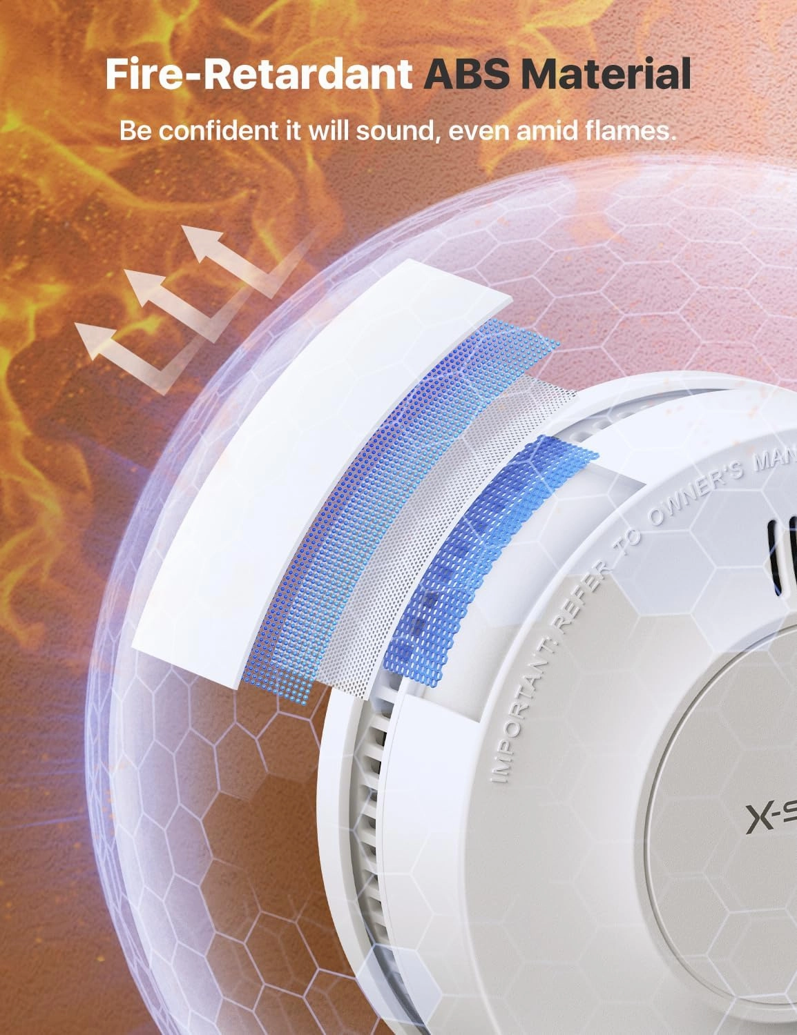 X-Sense Smoke Alarm, 10-Year Battery Fire Alarm Smoke Detector with LED Indicator & Silence Button, SD2J0AX, 3-Pack