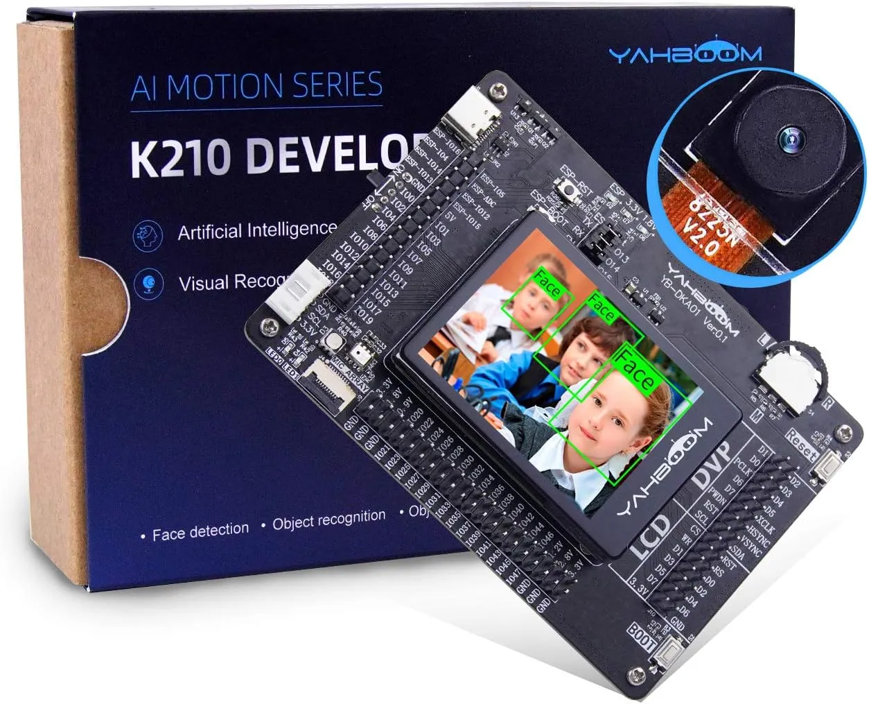 Yahboom K210 Developer Kit with AI Vision RISC-V Face Recognition Camera Robot Development Board Expansion Board The Beginning of Visual Development