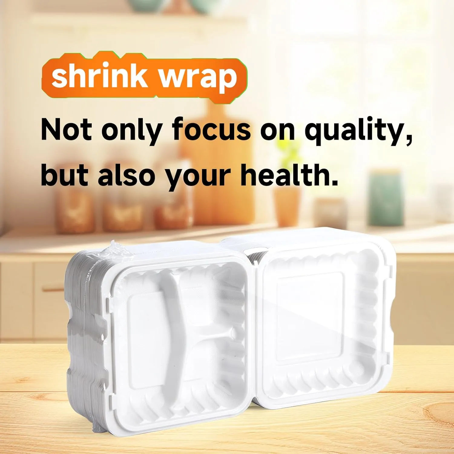 YANGRUI To Go Containers, Reusable Shrink Wrap 55 Pack 8 Inch 34 OZ MFPP Meal Prep Container BPA Free Microwave Freezer Safe Plastic Hinged Clamshell Take Out Boxes