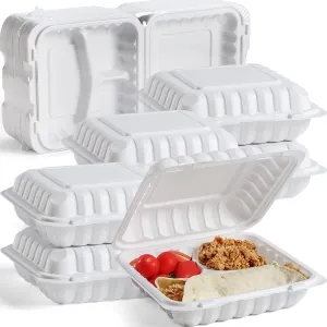 YANGRUI To Go Containers, Reusable Shrink Wrap 55 Pack 8 Inch 34 OZ MFPP Meal Prep Container BPA Free Microwave Freezer Safe Plastic Hinged Clamshell Take Out Boxes