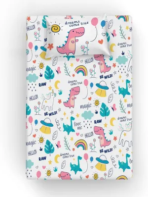 Yasida Twin Bed Sheets Dinosaur Bedding Twin Fitted Sheet Set for Kids 2 Piece Twin Sheet Set (1 Fitted Sheet and 1 Pillowcase) 100% Brushed Microfiber Fabric