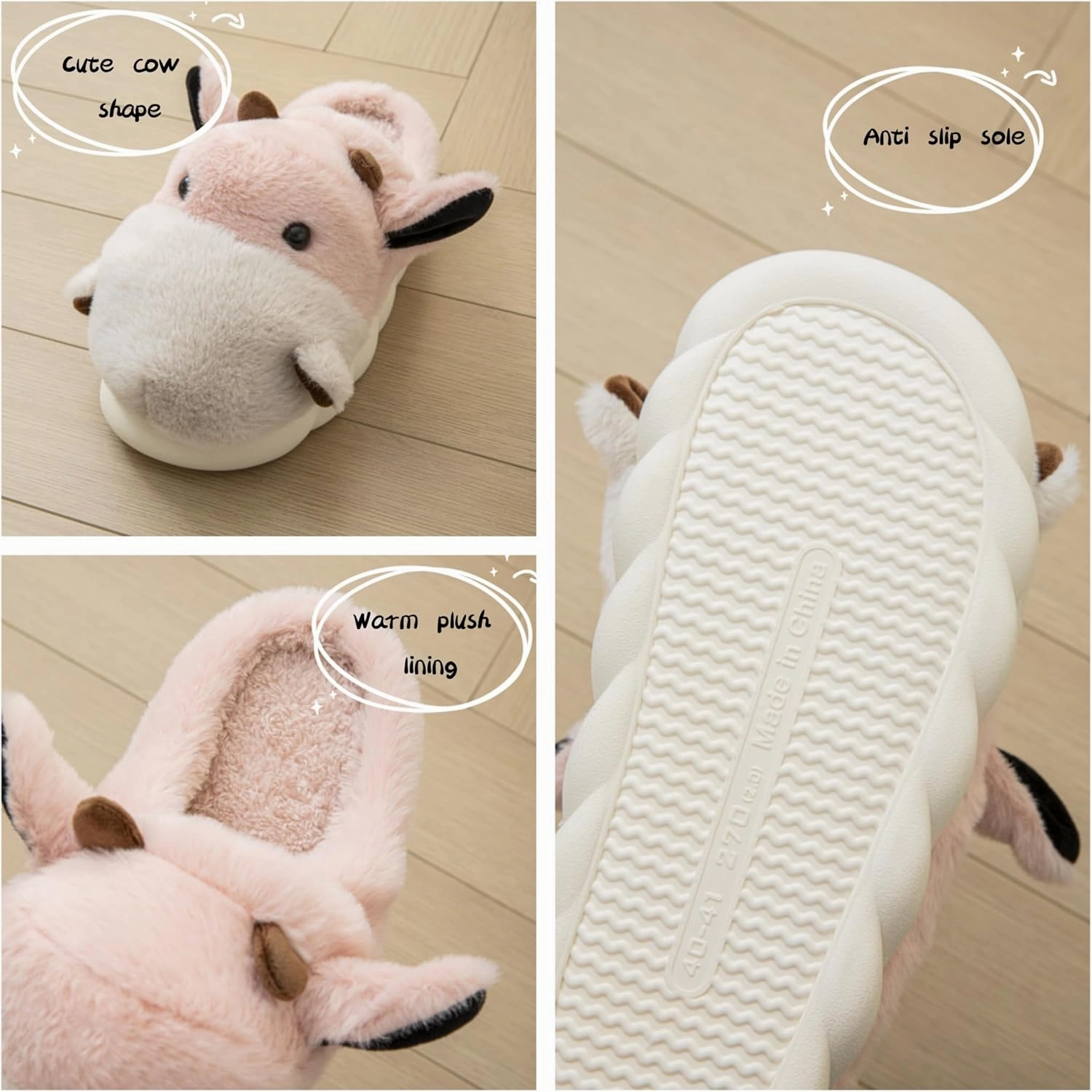 YILANLAN Women's Cute Animal Slippers - Funny Cartoon Winter Plush Thick Soled Slippers