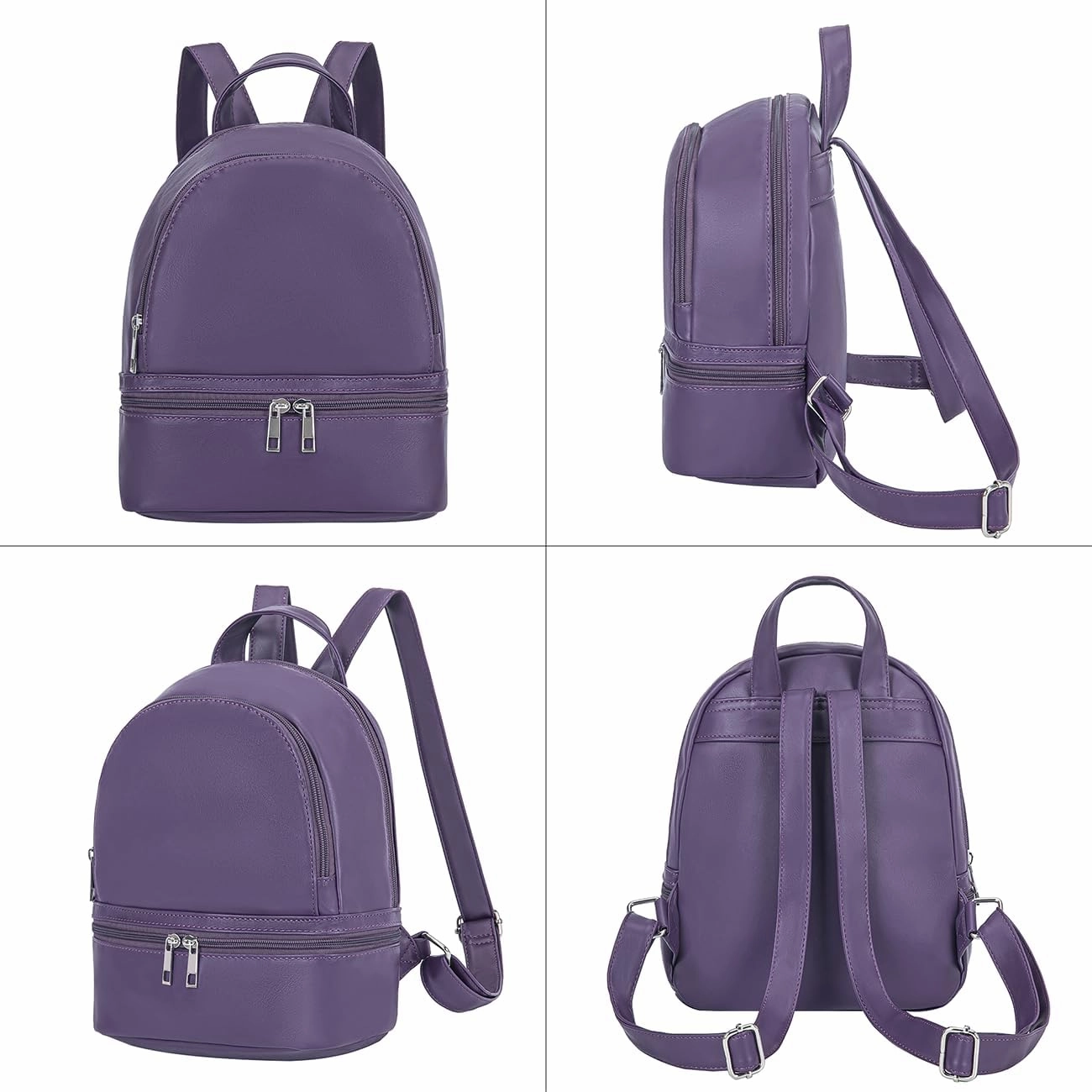 YiXiamo Cute Fashion Mini Backpack Leather for Women (Dark Purple)