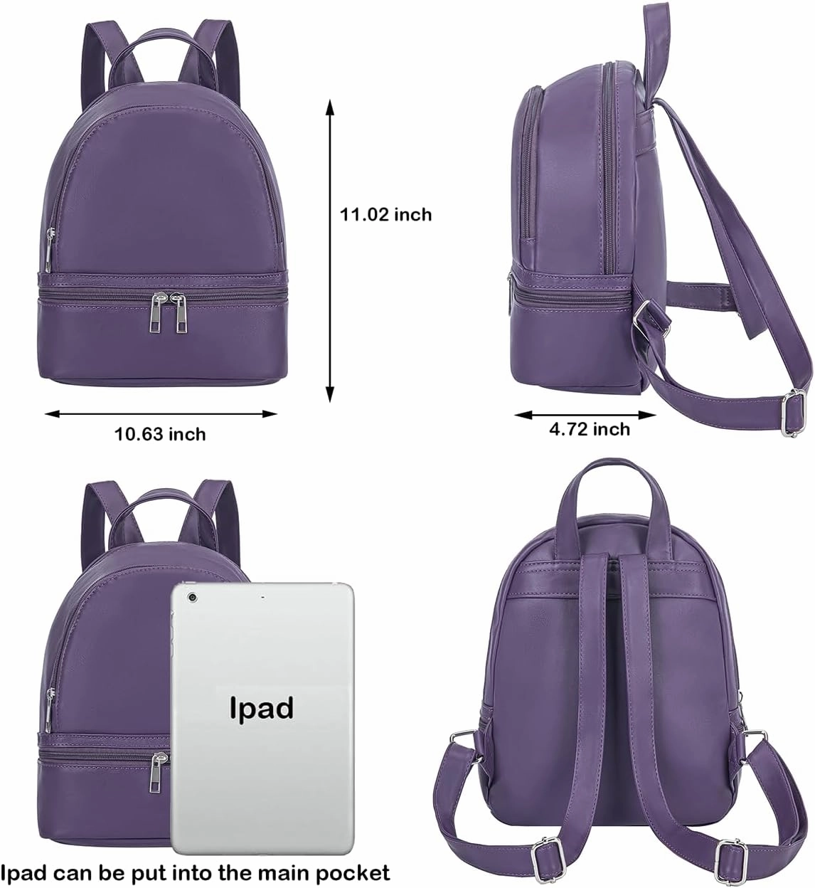 YiXiamo Cute Fashion Mini Backpack Leather for Women (Dark Purple)