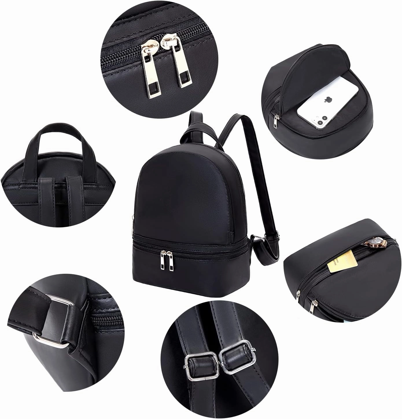 YiXiamo Cute Fashion Mini Backpack Leather for Women (Dark Purple)