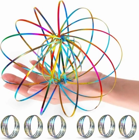 YOFOBU 6 Pack Flow Ring Arm Magic Spring Arm Flow Rings Sculpture Ring Game Toy Colored Magic Kinetic Spring Interactive Stress Relief Toy Festival Accessories…