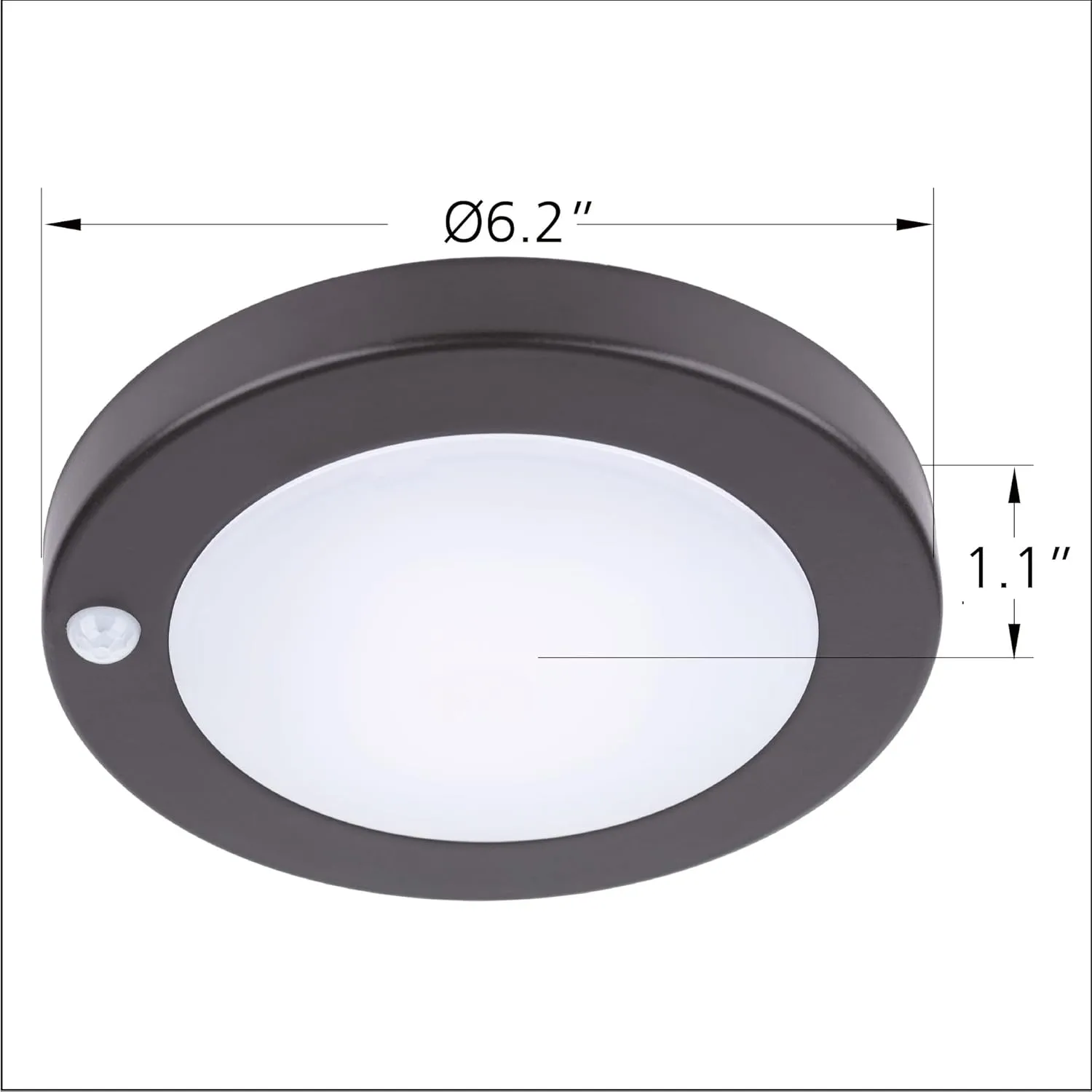 YoonLIT Flush Mount PIR Motion Sensor LED Ceiling Light, 6.2 Inch 10.5W 700 Lumen, Motion Activated Ceiling Fixture for Closet, Garage, Doorway, Stairway, Hallway, Bronze Finish 5000K 2-Pack