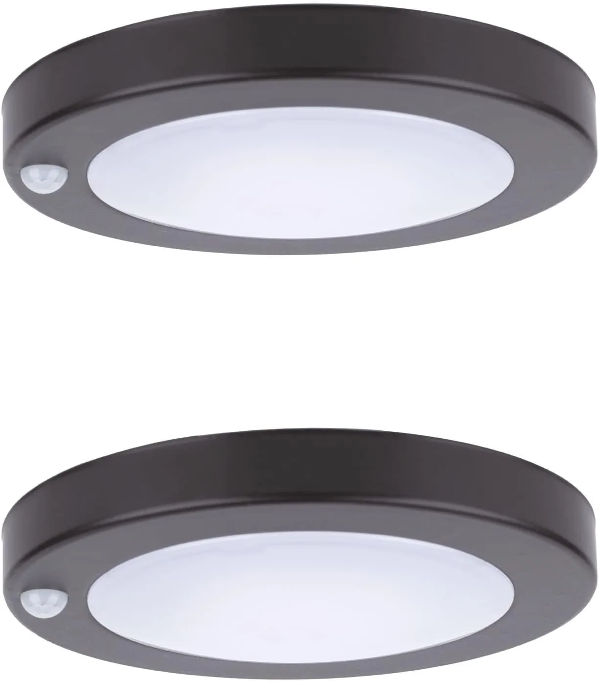YoonLIT Flush Mount PIR Motion Sensor LED Ceiling Light, 6.2 Inch 10.5W 700 Lumen, Motion Activated Ceiling Fixture for Closet, Garage, Doorway, Stairway, Hallway, Bronze Finish 5000K 2-Pack