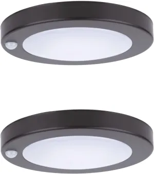 YoonLIT Flush Mount PIR Motion Sensor LED Ceiling Light, 6.2 Inch 10.5W 700 Lumen, Motion Activated Ceiling Fixture for Closet, Garage, Doorway, Stairway, Hallway, Bronze Finish 5000K 2-Pack