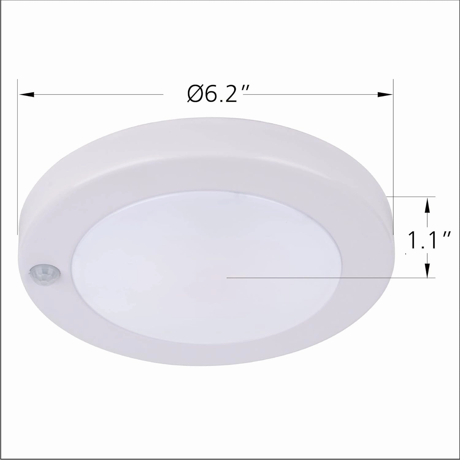YoonLIT Flush Mount PIR Motion Sensor LED Ceiling Light, 6.2 Inch 10.5W 800 Lumen, Motion Activated Ceiling Fixture for Closet, Garage, Doorway, Stairway, Hallway, White Finish 3000K 2-Pack