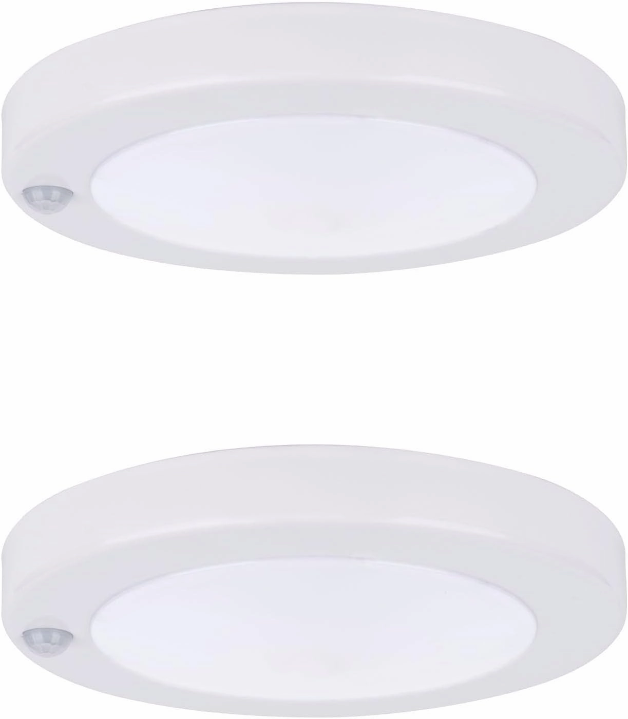 YoonLIT Flush Mount PIR Motion Sensor LED Ceiling Light, 6.2 Inch 10.5W 800 Lumen, Motion Activated Ceiling Fixture for Closet, Garage, Doorway, Stairway, Hallway, White Finish 3000K 2-Pack