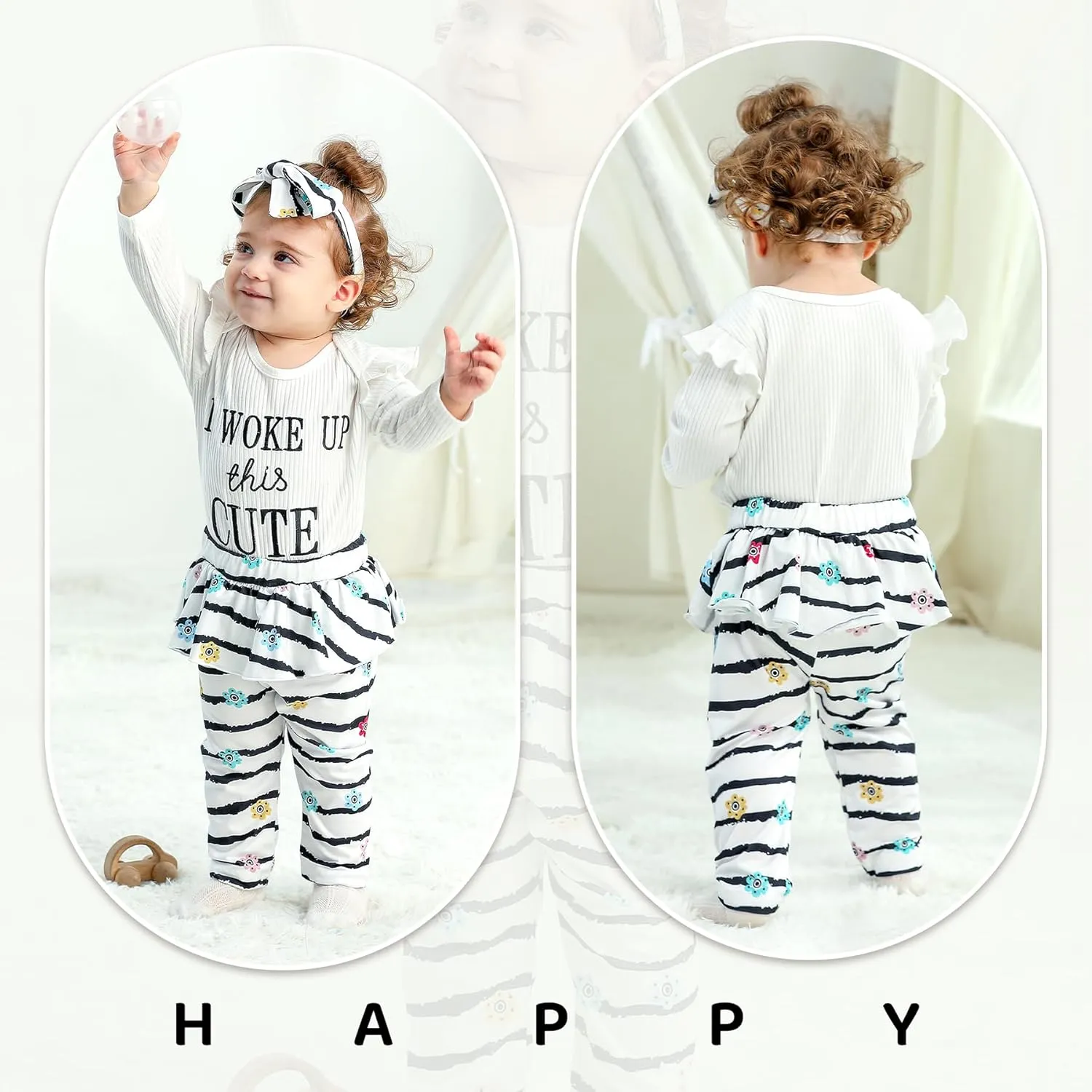 YOUNGER TREE 3PCS Newborn Infant Girls Clothes Baby Girl Fall Outfits Mustard Yellow Romper Baby Clothes Girl Winter Outfits