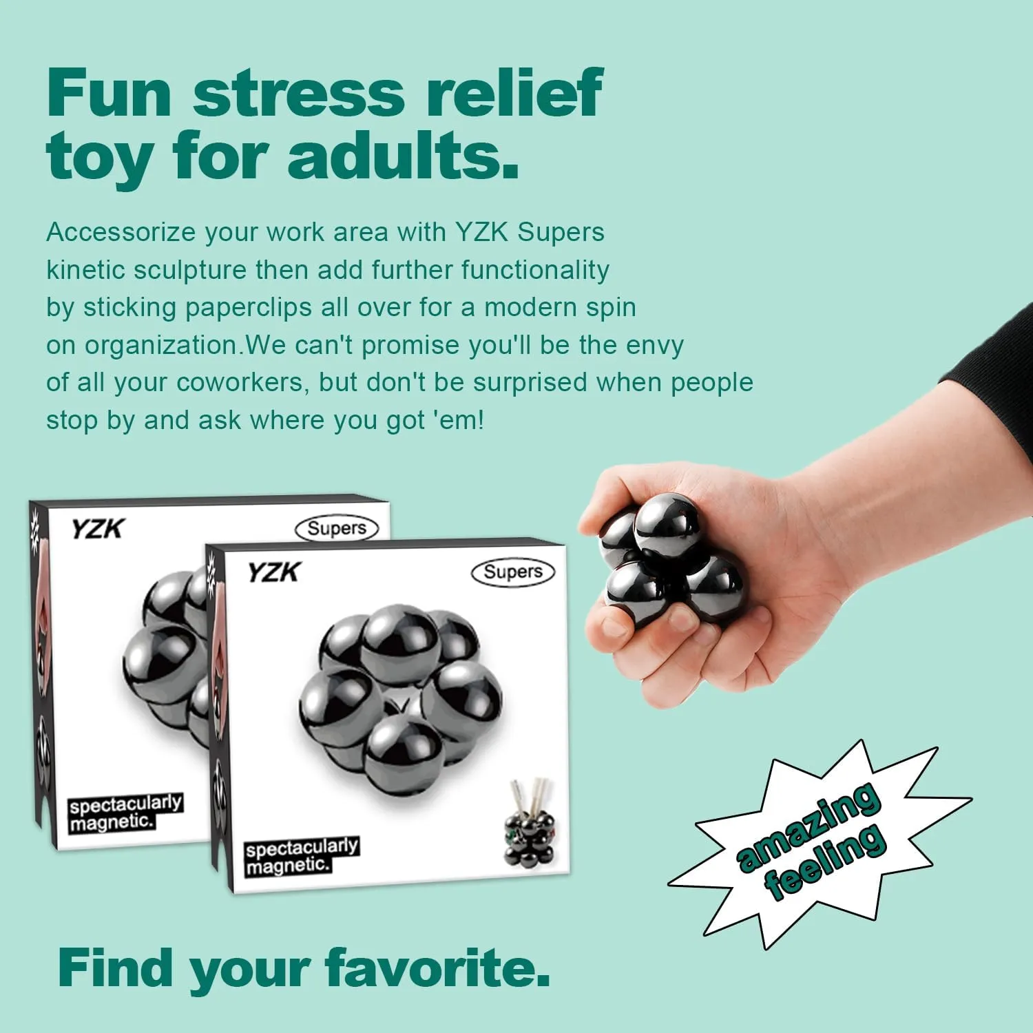 YZK 33mm Magnetic Balls 8pcs, Fidget Toys for Adults and Magnet Desk Toys for Office, Stress Relief Gift for Birthday, Large Magnetic Fidget Toys Set