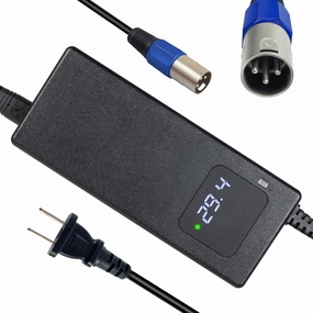 YZPOWER 29.4V 4A Power Adapter for 24V/25.2V Li-Ion Batteries 3-Pin XLR Connector, Smart 24 Volt Power Supply with Display Built-in Fan