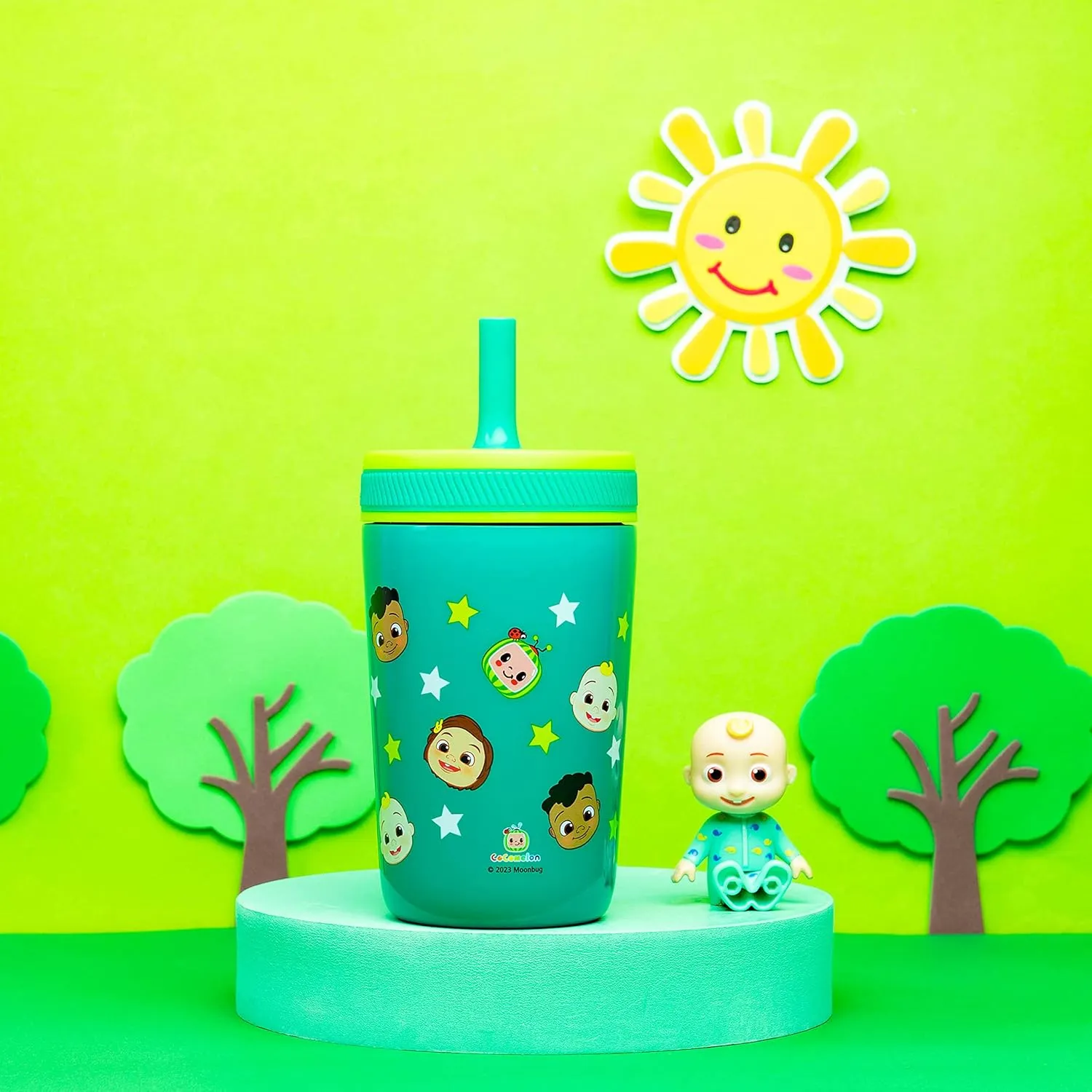 Zak Designs CoComelon Kelso Toddler Cups For Travel or At Home, 12oz Vacuum Insulated Stainless Steel Sippy Cup With Leak-Proof Design is Perfect For Kids (JJ, Cody, Nina)