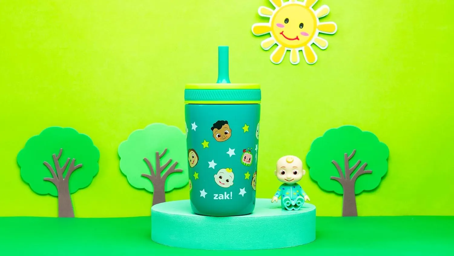 Zak Designs CoComelon Kelso Toddler Cups For Travel or At Home, 12oz Vacuum Insulated Stainless Steel Sippy Cup With Leak-Proof Design is Perfect For Kids (JJ, Cody, Nina)