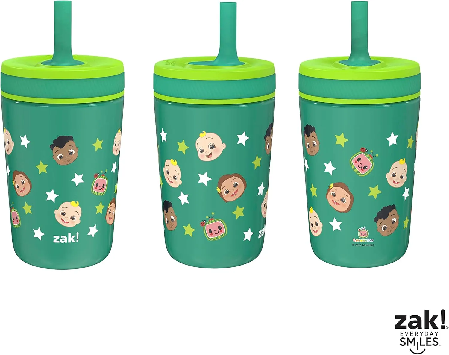 Zak Designs CoComelon Kelso Toddler Cups For Travel or At Home, 12oz Vacuum Insulated Stainless Steel Sippy Cup With Leak-Proof Design is Perfect For Kids (JJ, Cody, Nina)