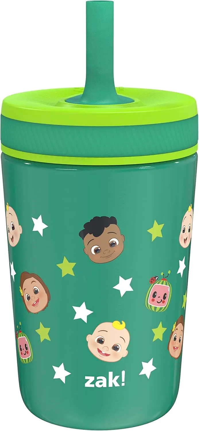 Zak Designs CoComelon Kelso Toddler Cups For Travel or At Home, 12oz Vacuum Insulated Stainless Steel Sippy Cup With Leak-Proof Design is Perfect For Kids (JJ, Cody, Nina)