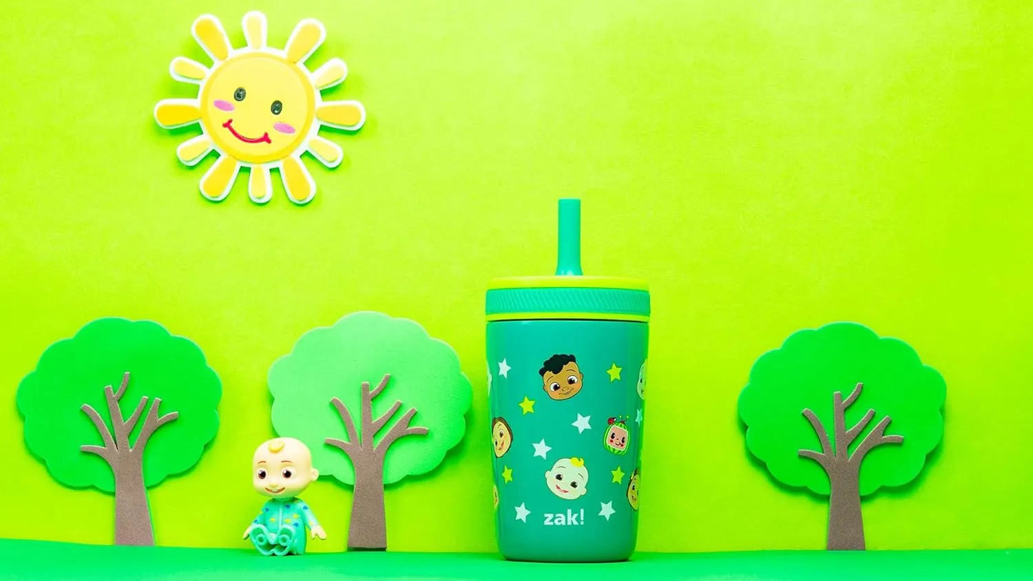 Zak Designs CoComelon Kelso Toddler Cups For Travel or At Home, 12oz Vacuum Insulated Stainless Steel Sippy Cup With Leak-Proof Design is Perfect For Kids (JJ, Cody, Nina)