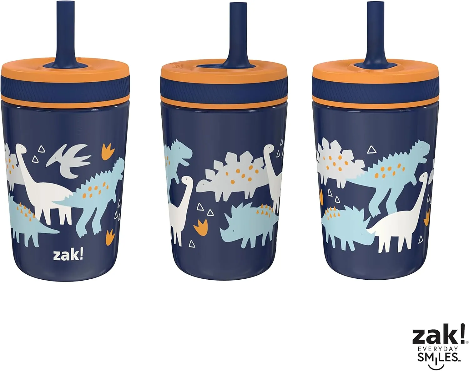 Zak Designs Kelso Toddler Cups For Travel or At Home, 12oz Vacuum Insulated Stainless Steel Sippy Cup With Leak-Proof Design is Perfect For Kids (Zaksaurus)