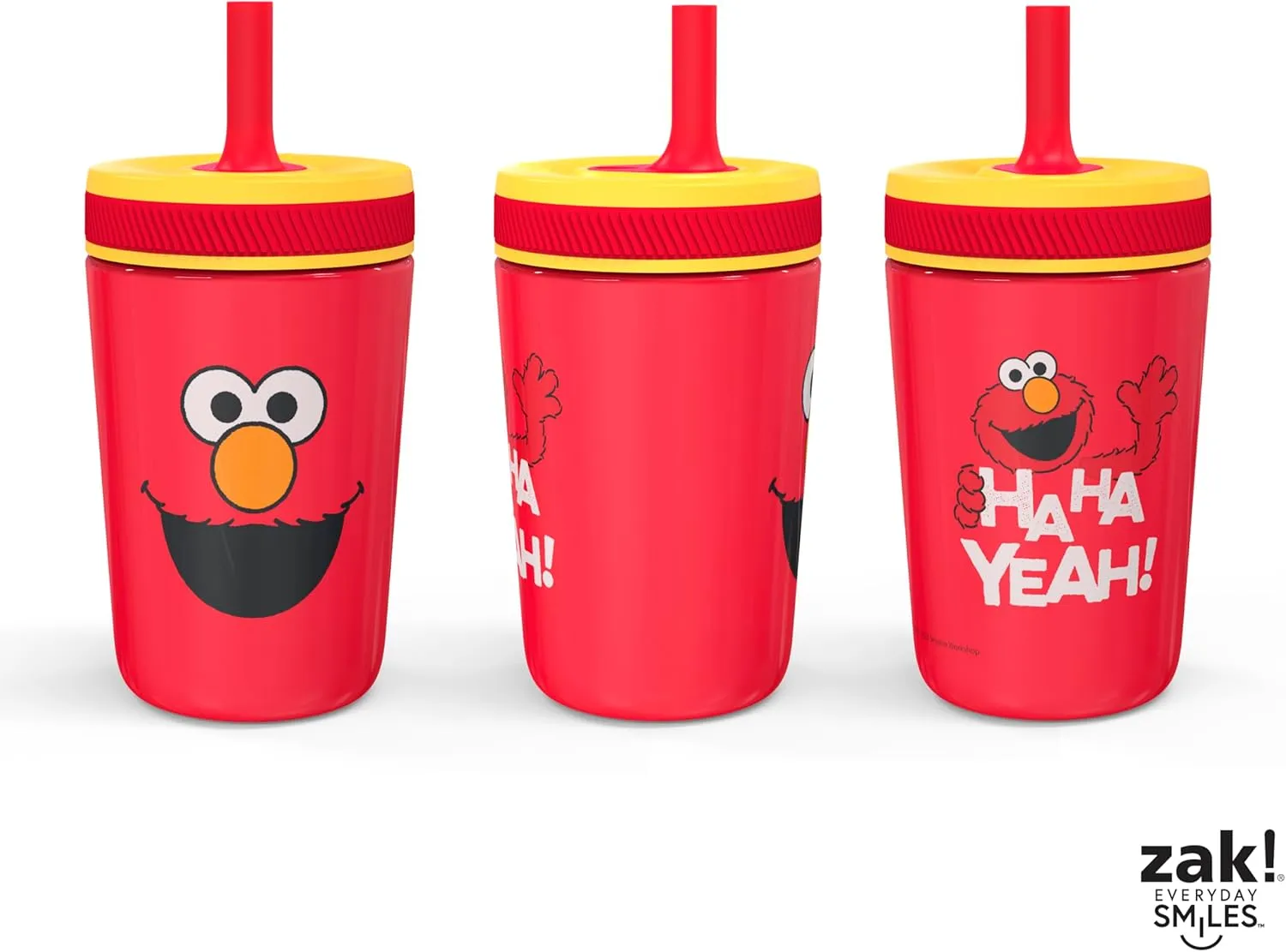 Zak Designs Sesame Street Kelso Toddler Cups For Travel or At Home, 12oz Vacuum Insulated Stainless Steel Sippy Cup With Leak-Proof Design is Perfect For Kids (Elmo)